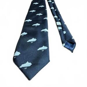 Dawahares Kentucky Vintage Navy Blue Polyester, State KY Tie 3.5” Wide 56” Long